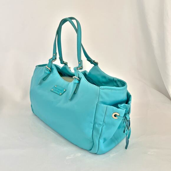 KATE SPADE Nylon and Leather Large Turquoise Shoulder Bag - Picture 13 of 15